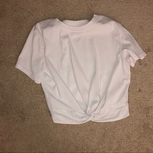 white cropped tie shirt